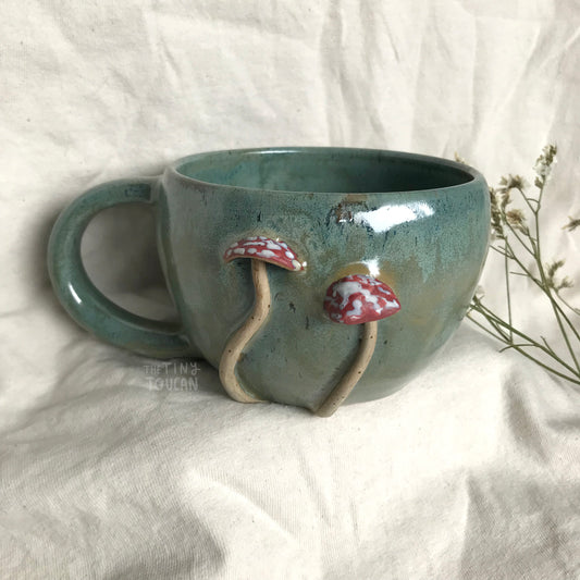 Mushroom Mug in Teal Moss