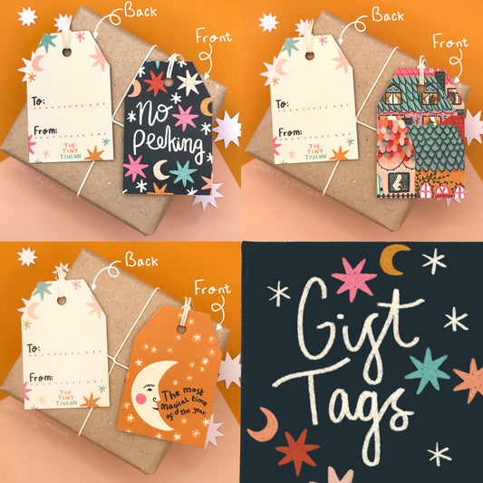 Set of 9 Colour Pop Christmas Gift Tags