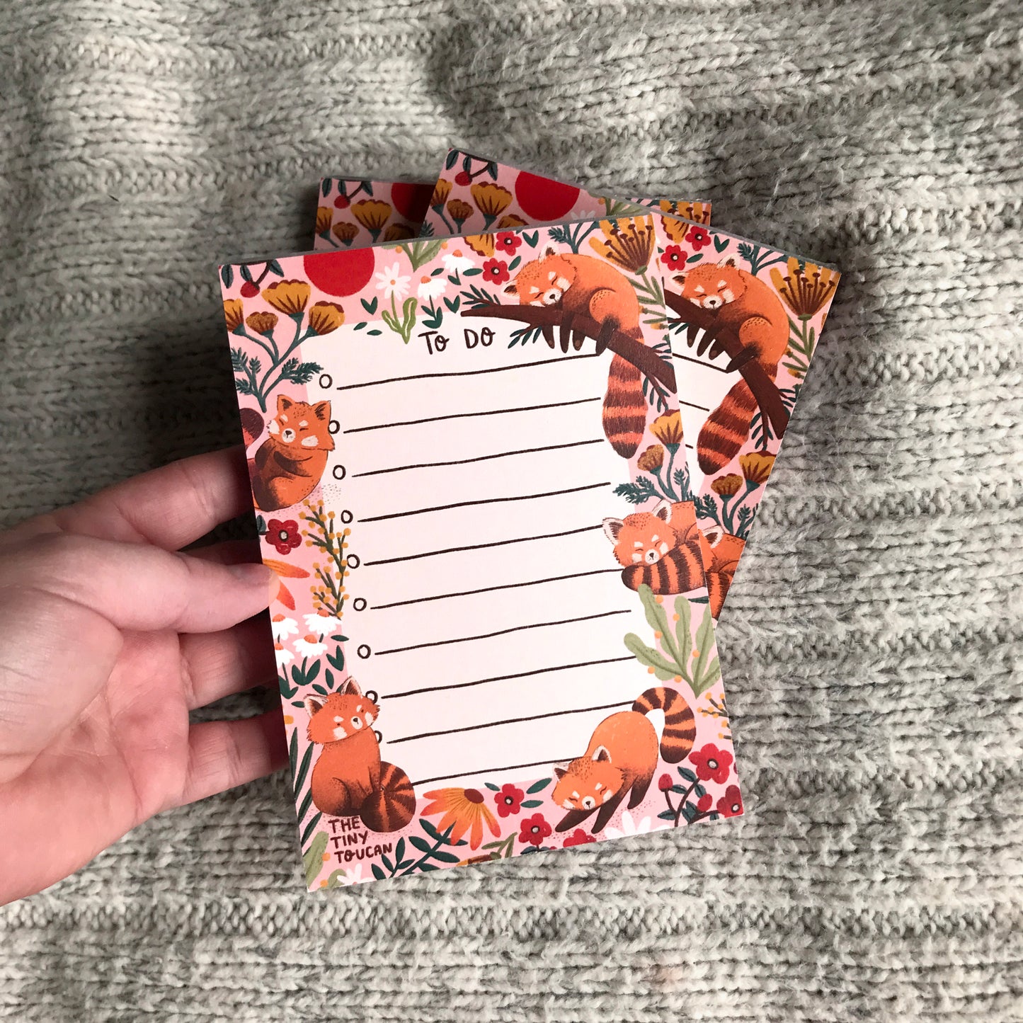 Pink Red Panda Memo Pad