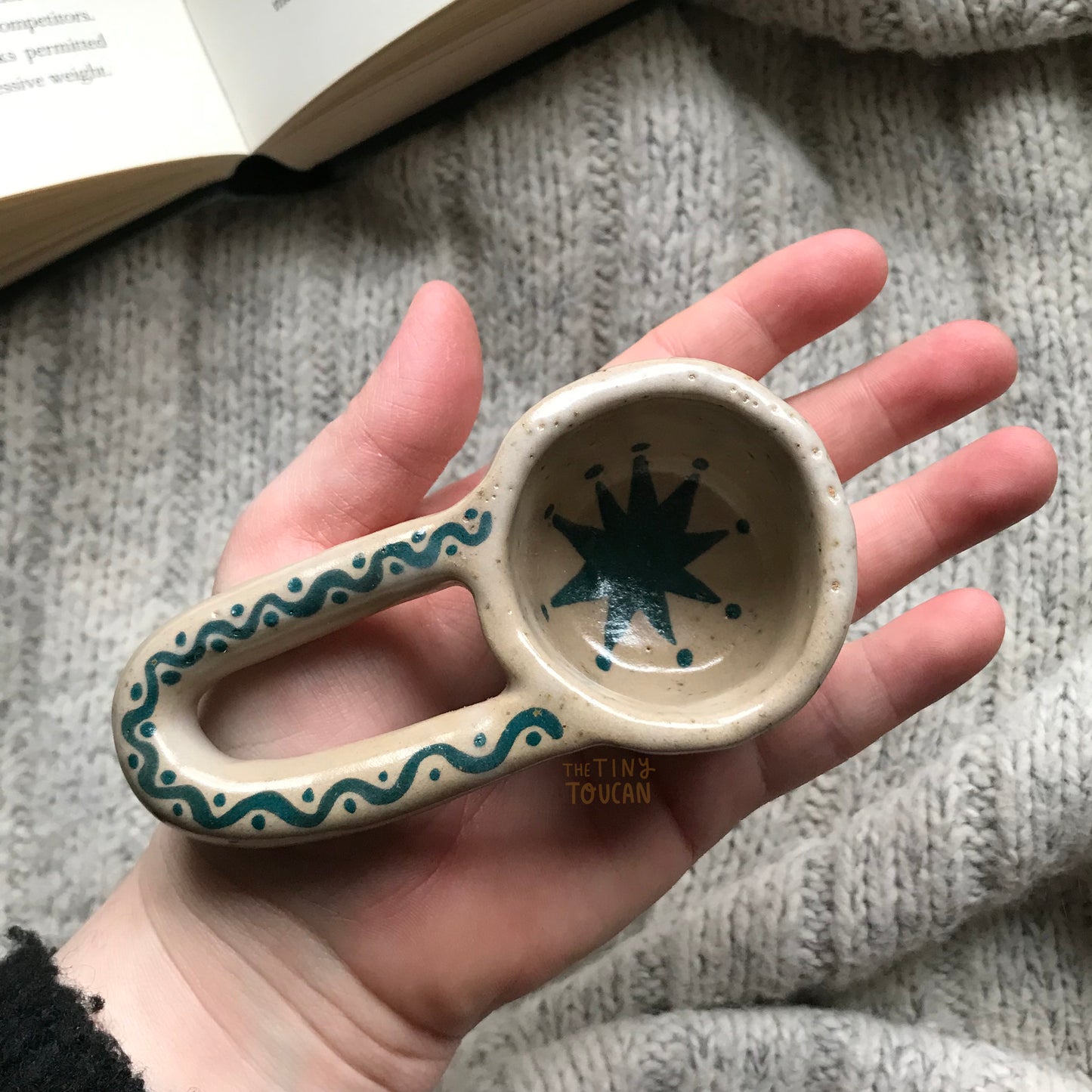 Ceramic Coffee Scoop Teal Star