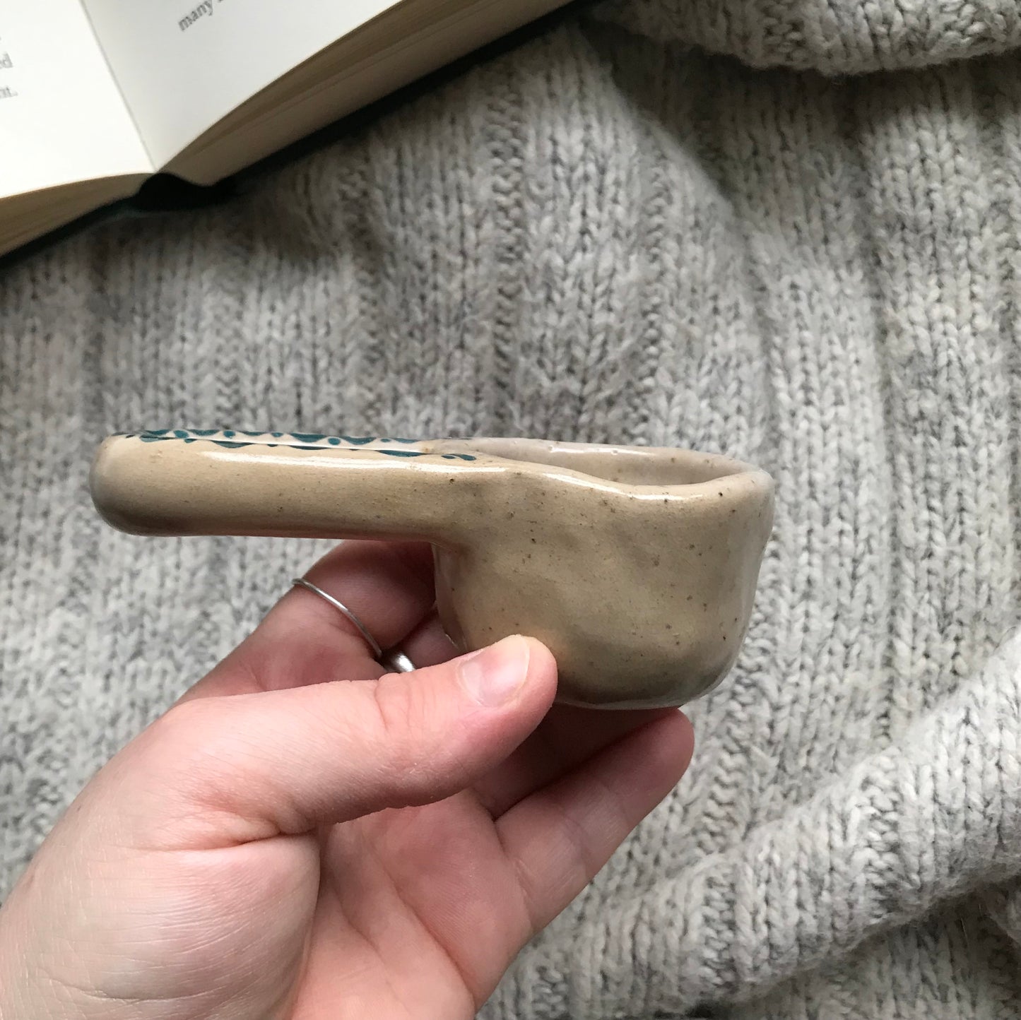 Ceramic Coffee Scoop Teal Star