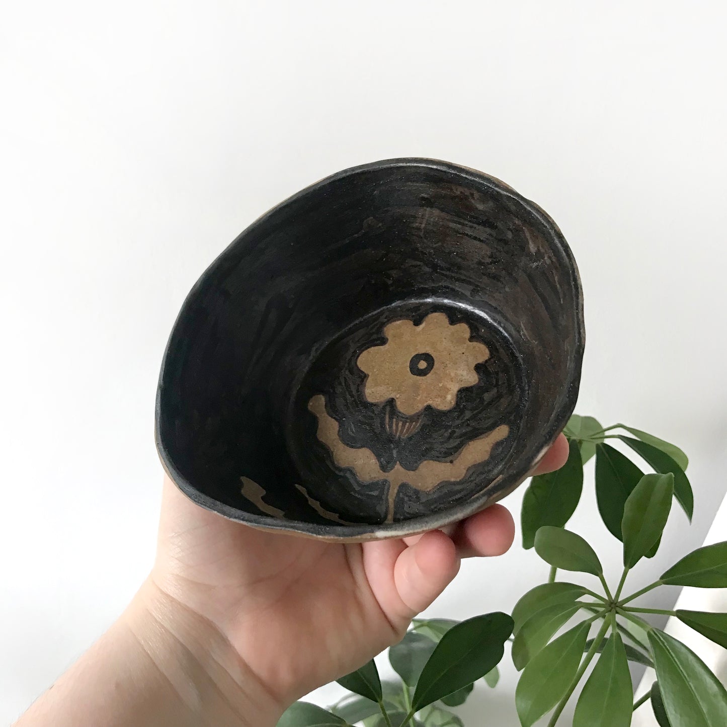 Wibbly Wobbly Black Floral Bowl (SECOND)