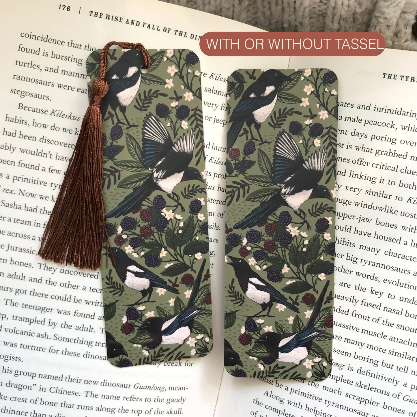 Magpies and Blackberries Bookmark