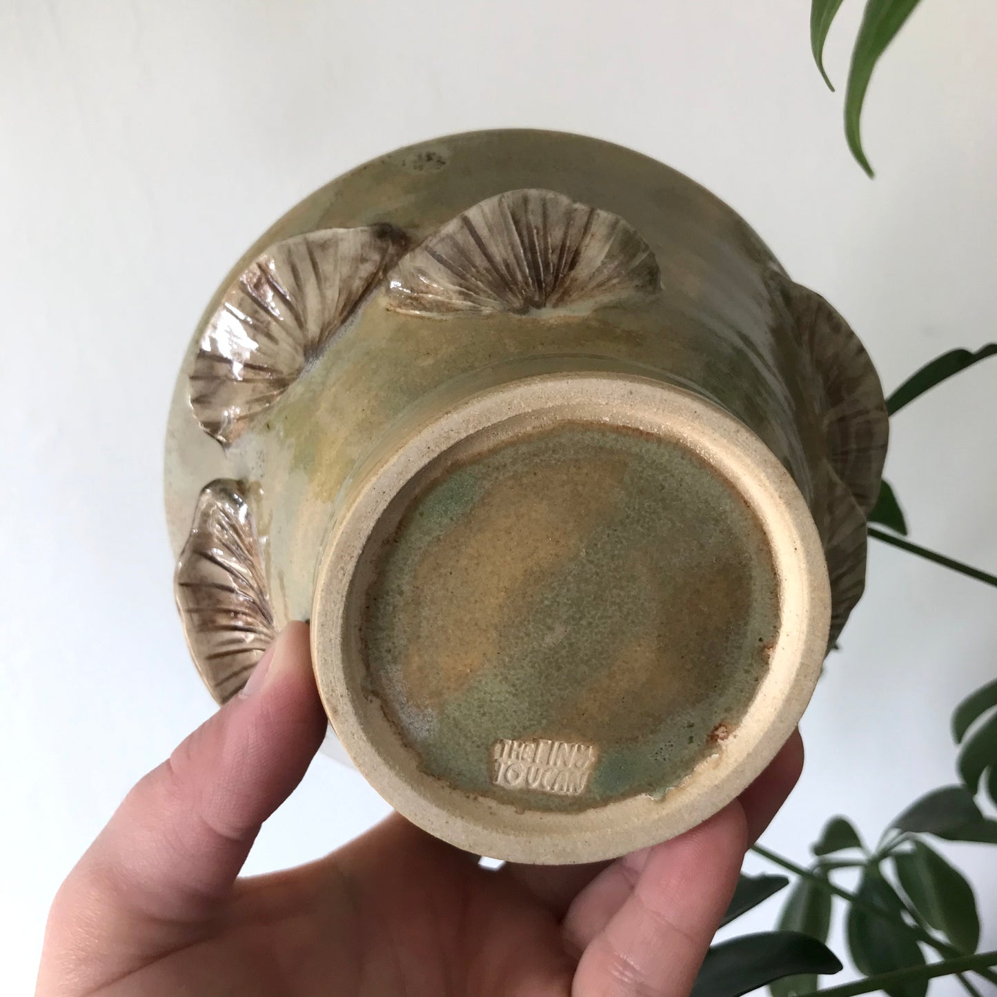 3D Mushroom Ramen Bowl in Mustard Green Speckle