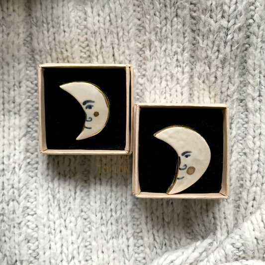 Moon Cutie Pin with 24K Gold