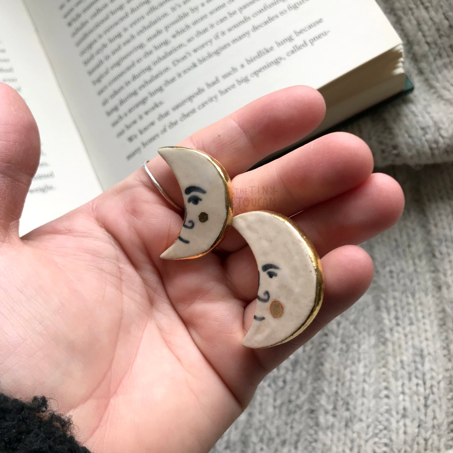 Moon Cutie Pin with 24K Gold