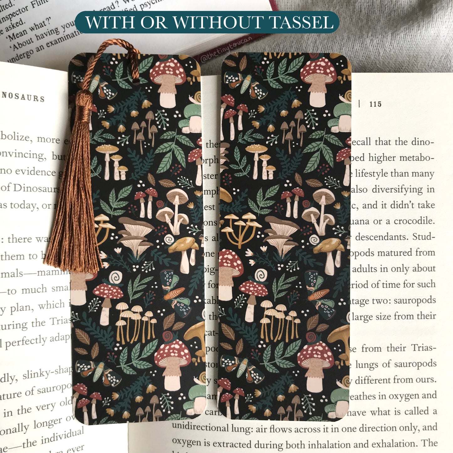 Mushroom Bookmark in Black