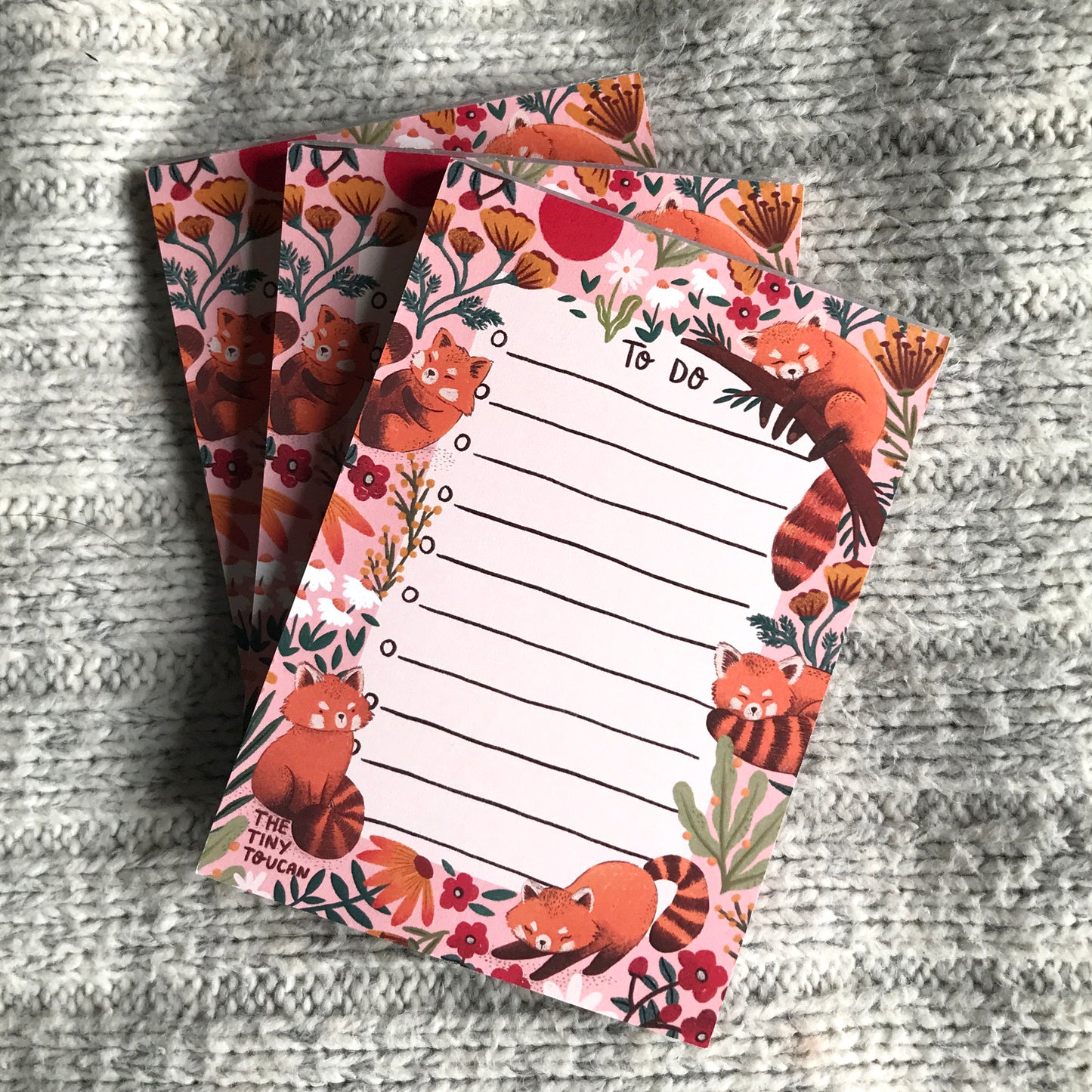 Pink Red Panda Memo Pad
