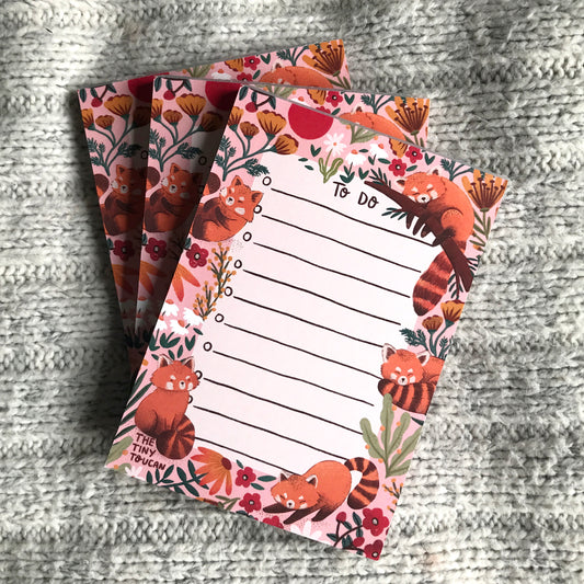 Pink Red Panda Memo Pad