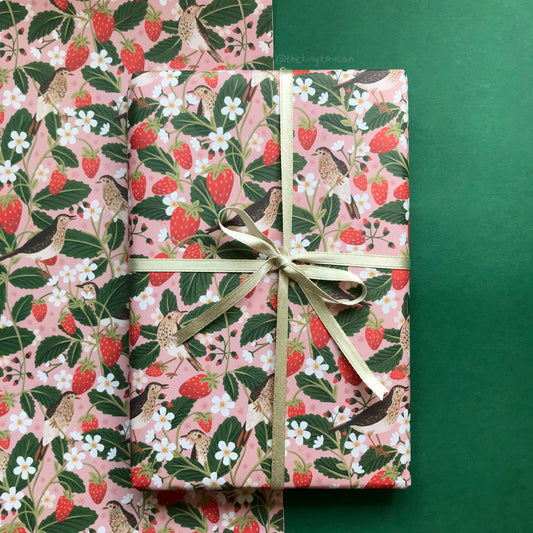 Strawberry Birds Gift Wrap