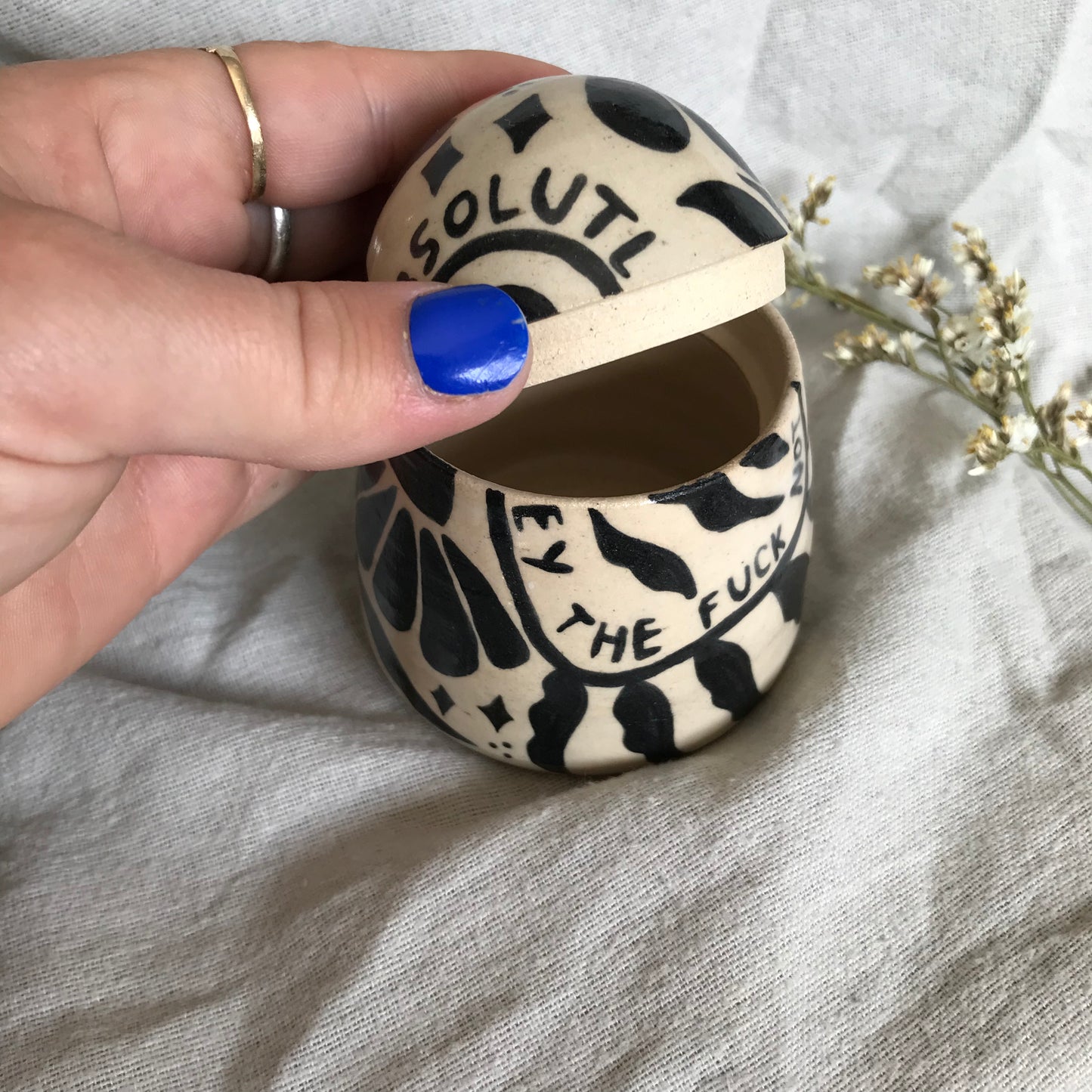 Absolutely the fuck not lidded trinket jar