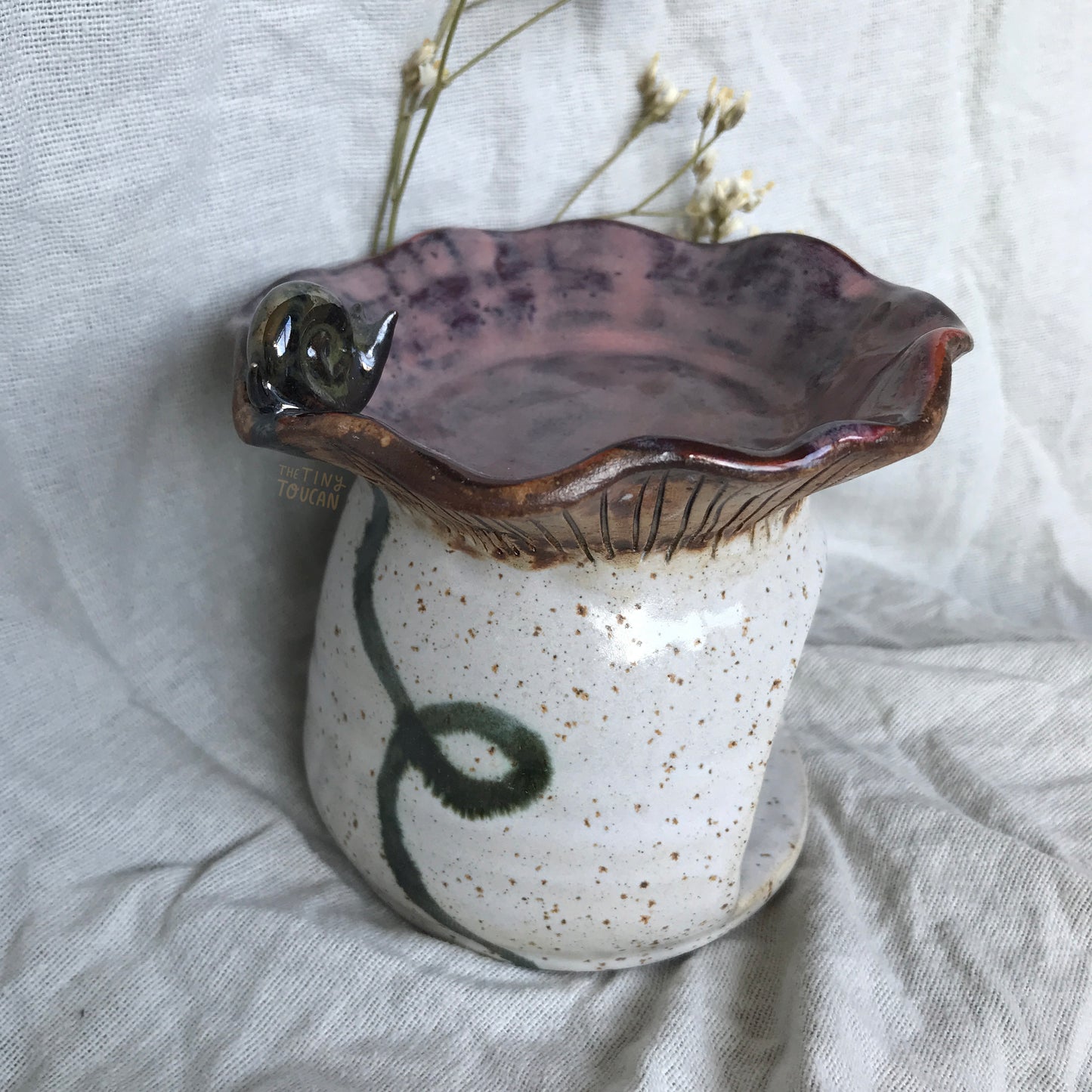 Mushroom Oil Burner with Snail
