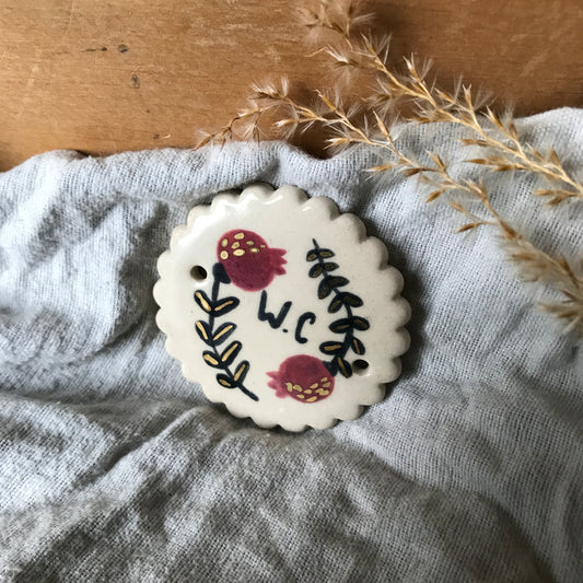 WC Bathroom Plaque Pomegranate with Gold