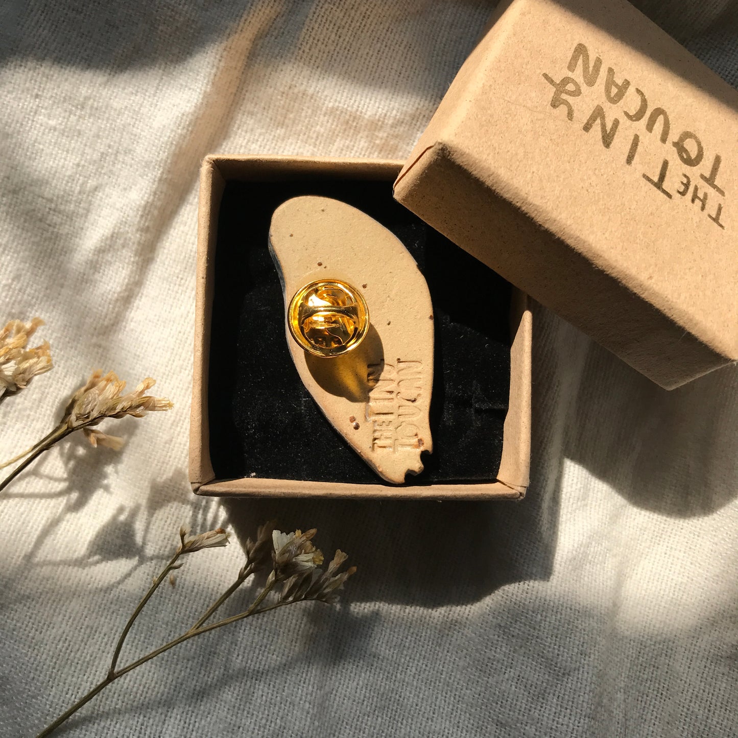 Ceramic Pigeon Pin with 24 Karat Gold