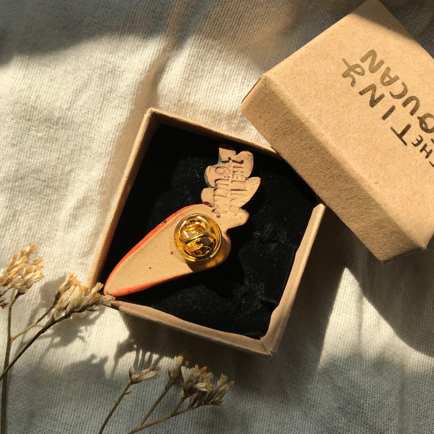 Ceramic Carrot Pin with 24 Karat Gold