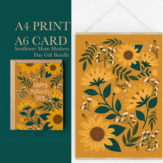 Sunflower Mothers Day Print and Card Bundle