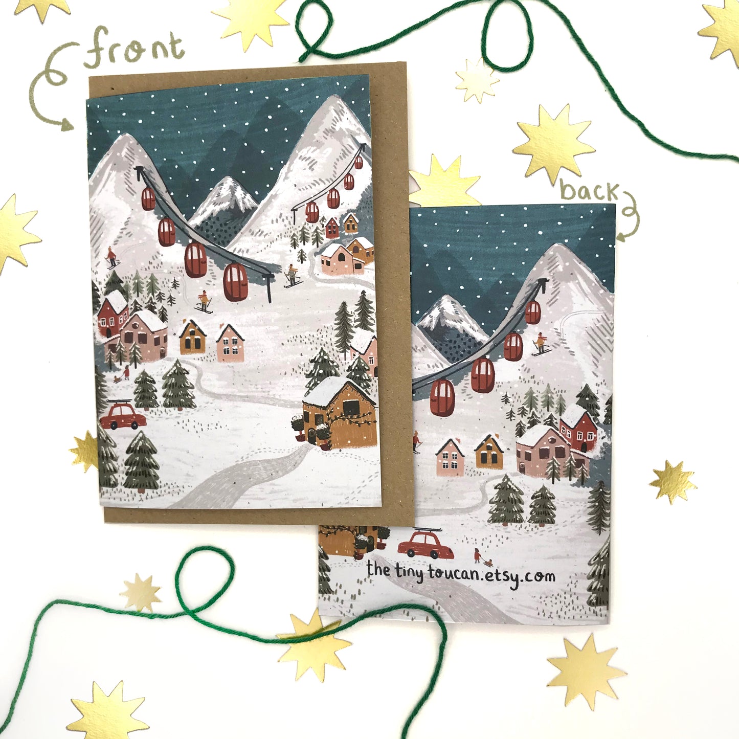 A5 (Large) Snow Mountains Christmas Card