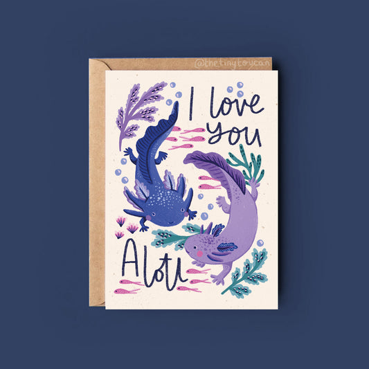 Axolotl Valentines Card