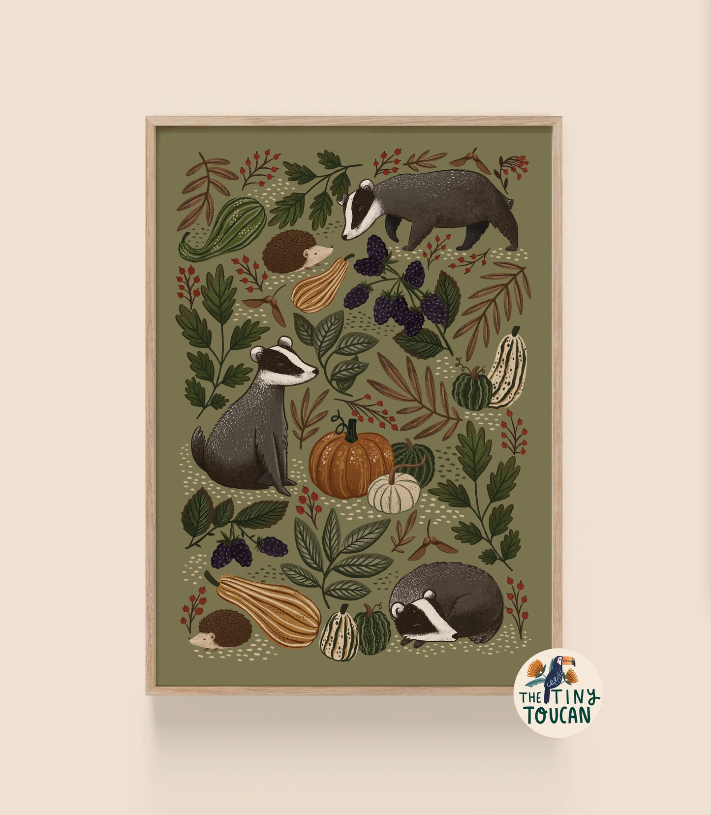 Badgers and Gourds Fine Art Print