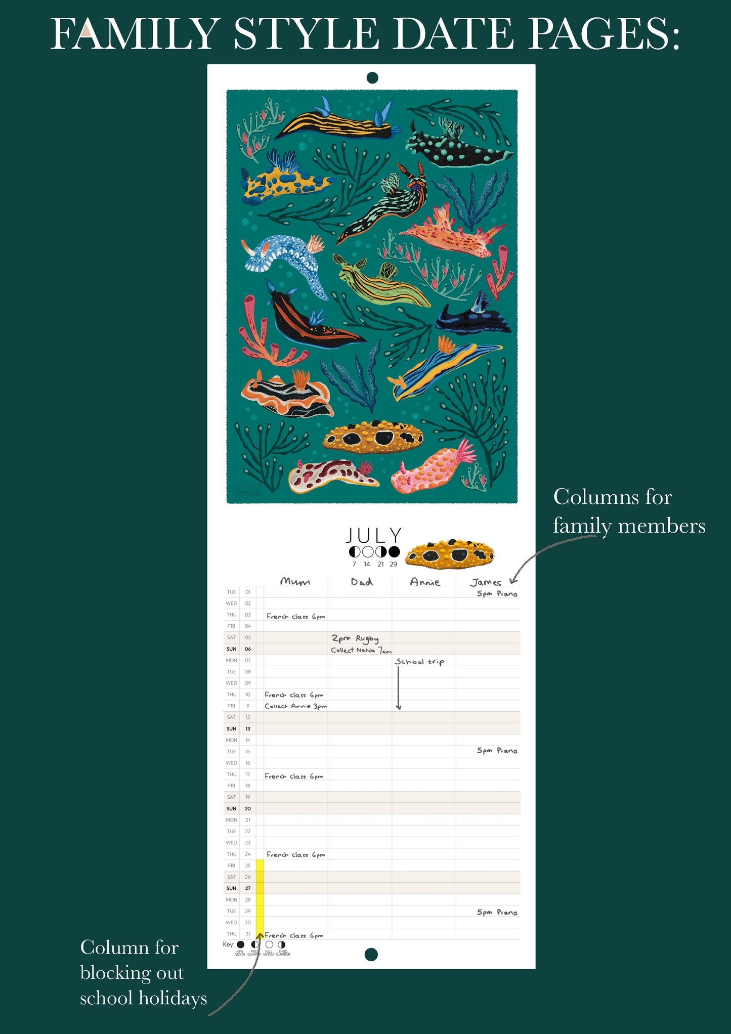 2025 Calendar (Choose Classic Boxes or Family columns)