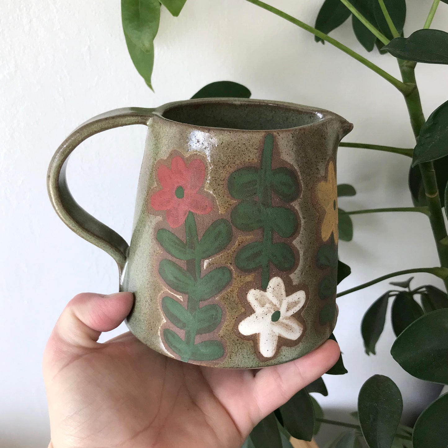 Floral Jug in Sage Green