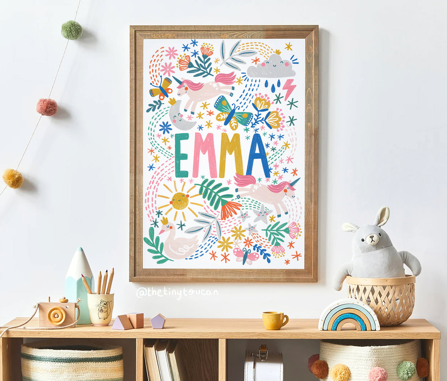 Unicorns and Rainbows Name Print