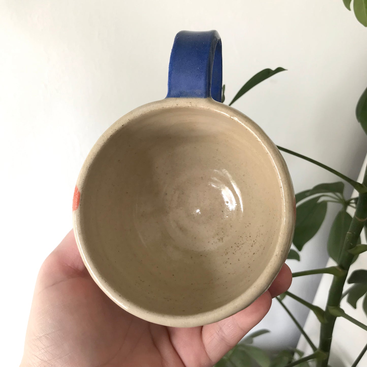 Orange Leaf Mug Blue Handle