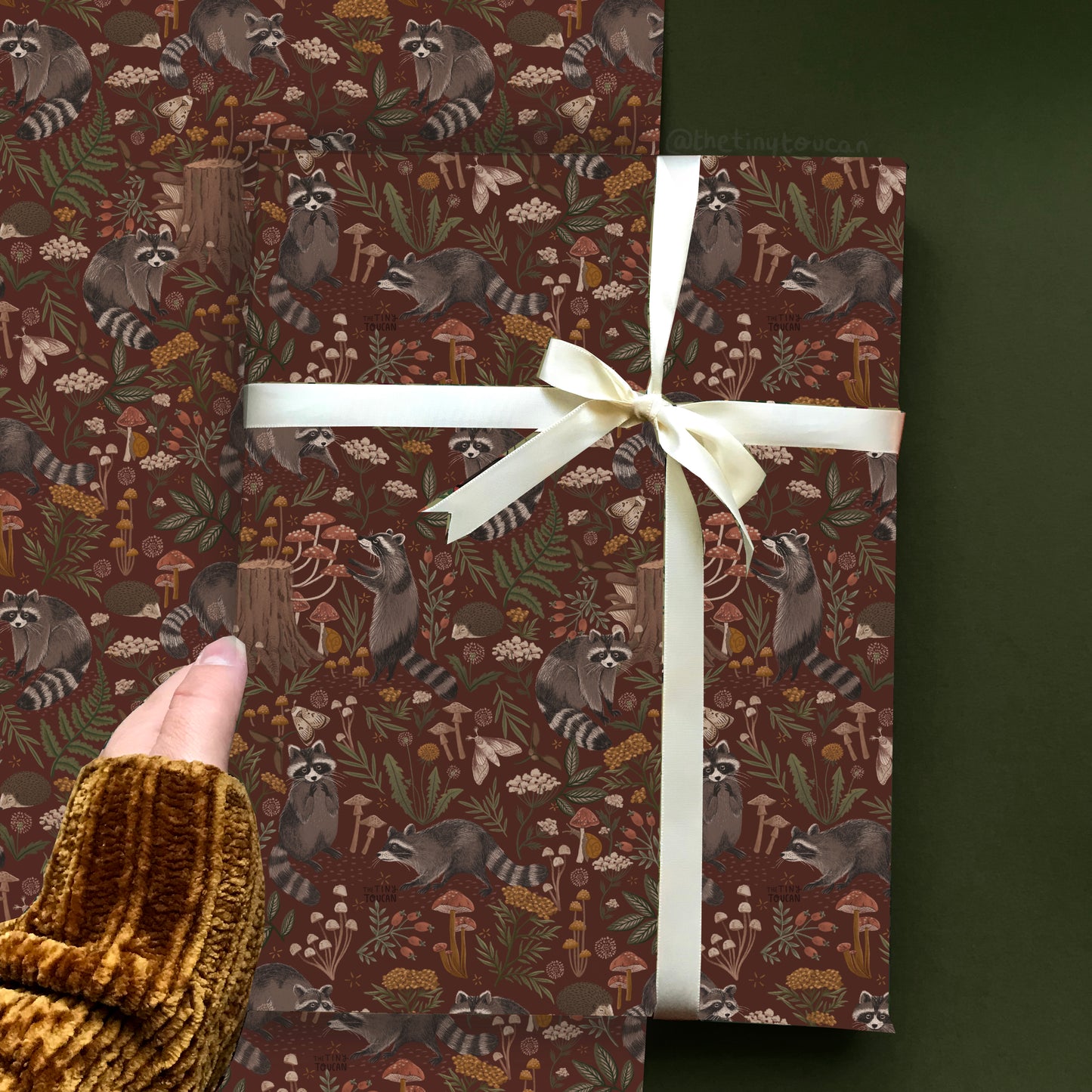 Raccoons and Mushrooms gift Wrap