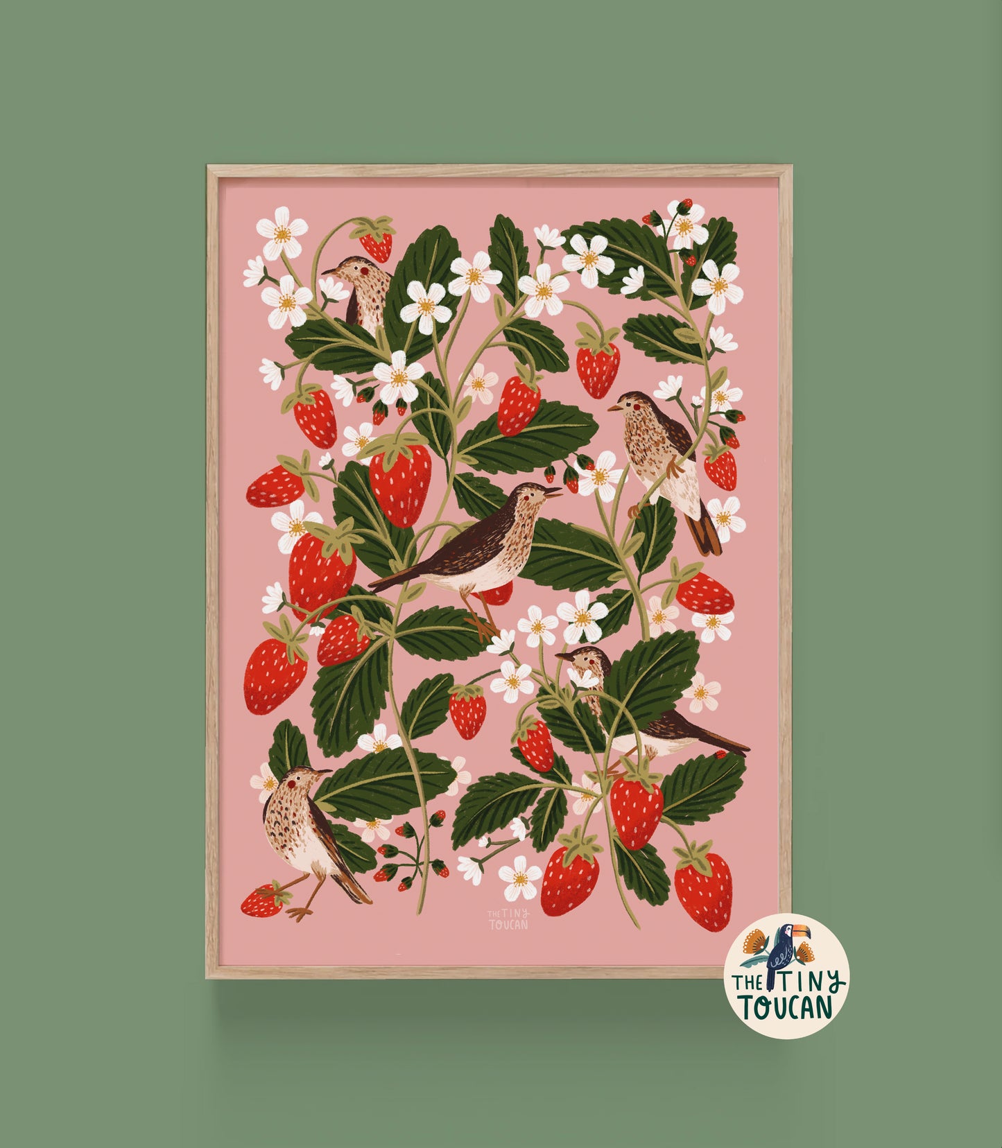 Strawberry Birds A4 Print