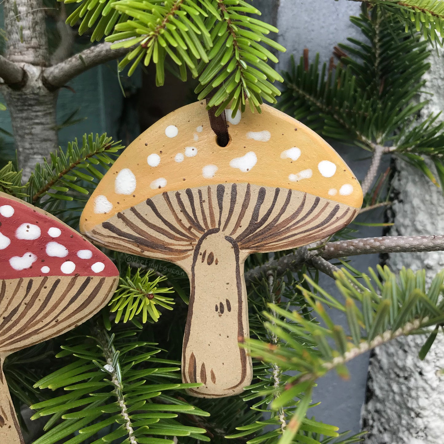 Speckled Mushroom Ornament