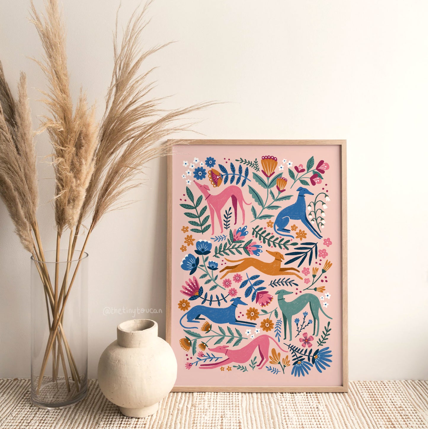 Long Dogs Fine Art Print in Spring