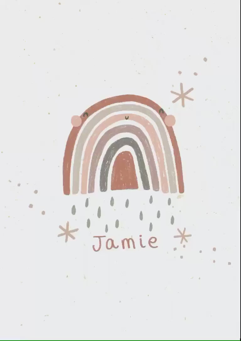 Rainbow Creatures Print. 5 animal options to choose from. Scandi Boho Kids Wall Art