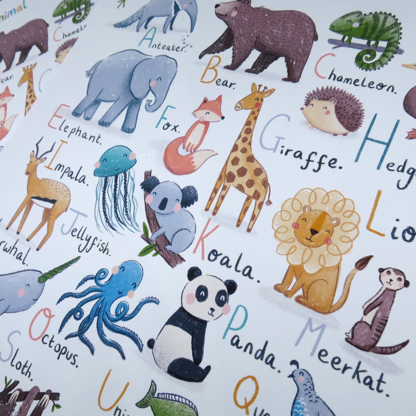 CUSTOM NAME Animal Alphabet Print. ABC. A4/A3 Nursery Wall Art. Unisex Kids Art Print. Gender Neutral Kids Art. Baby Shower Gift. Cute