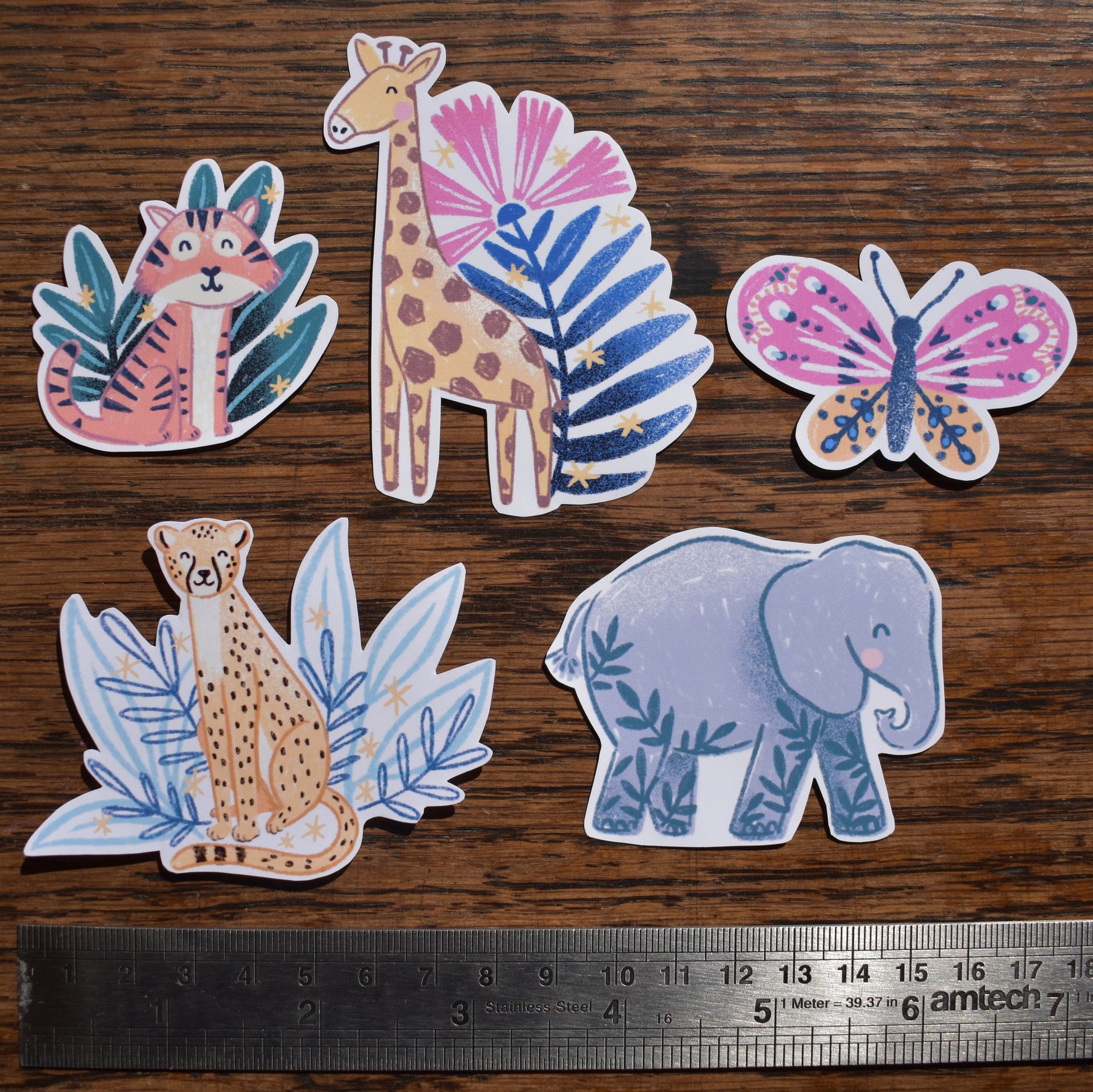 Happy Animals Sticker Pack!  (5 happy animals stickers, tech stickers, laptop sticker, cute)