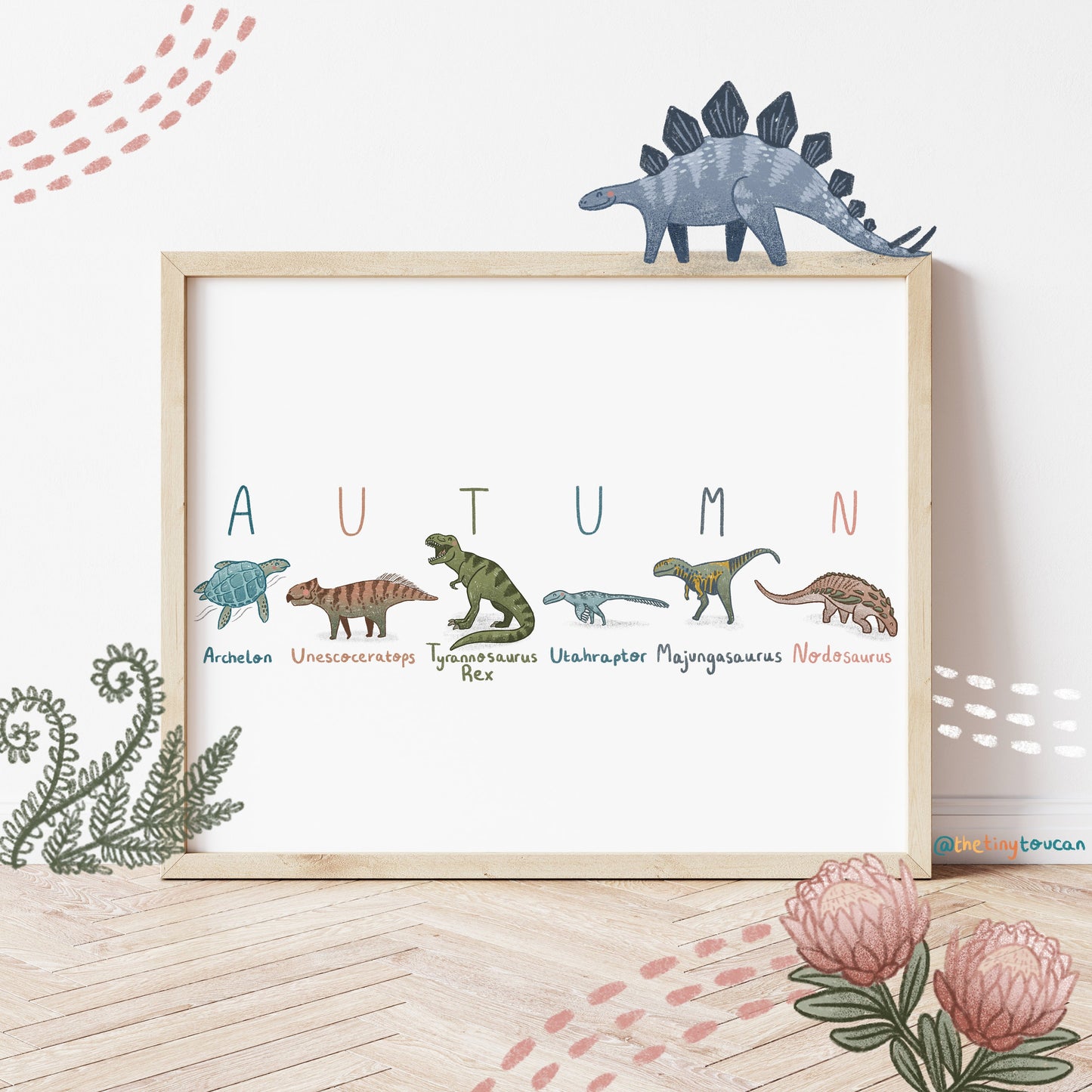 DINOSAUR NAME PRINT A4/A3 - Prehistoric theme name print- Kids Name Art- Nursery Wall Art-  Nursery Custom Name Print