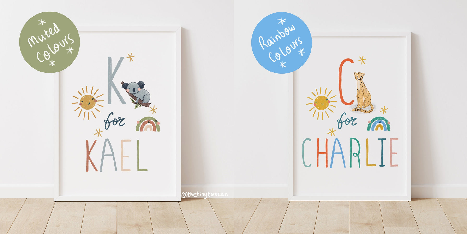 ANIMAL ALPHABET NAME Art (personalised) Name A4/A3 print. Choose any colours- Nursery Wall Art- Interior Decor