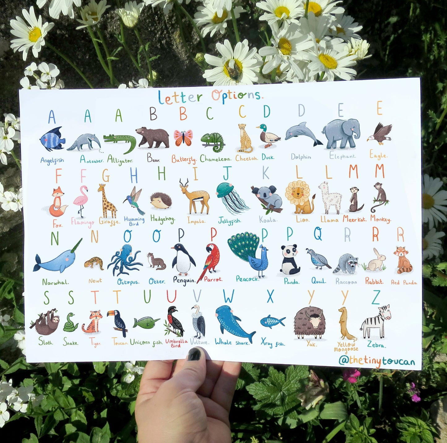 CHILDRENS NAME PRINT A4/A3- Animal Name Art- Nursery Name Art- Name Illustration- Kids Custom Name Print