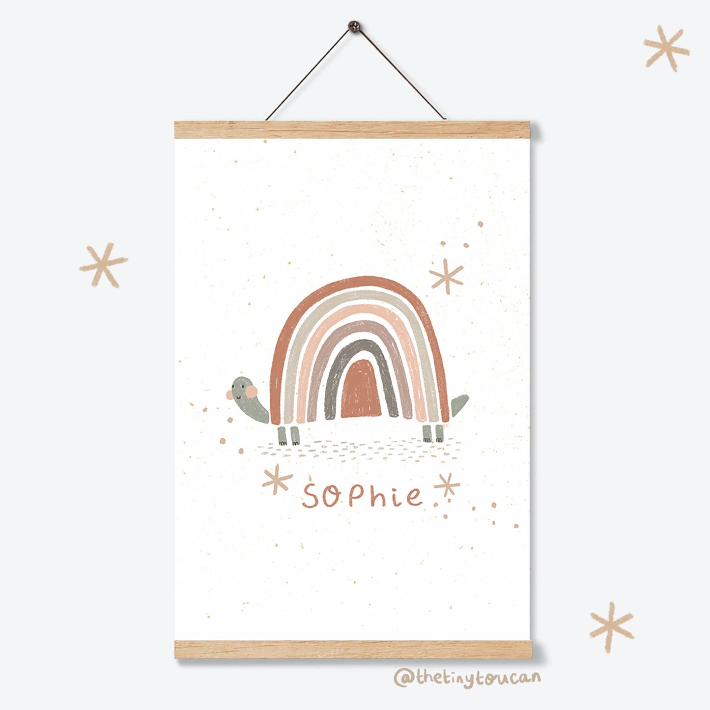 Rainbow Creatures Print. 5 animal options to choose from. Scandi Boho Kids Wall Art