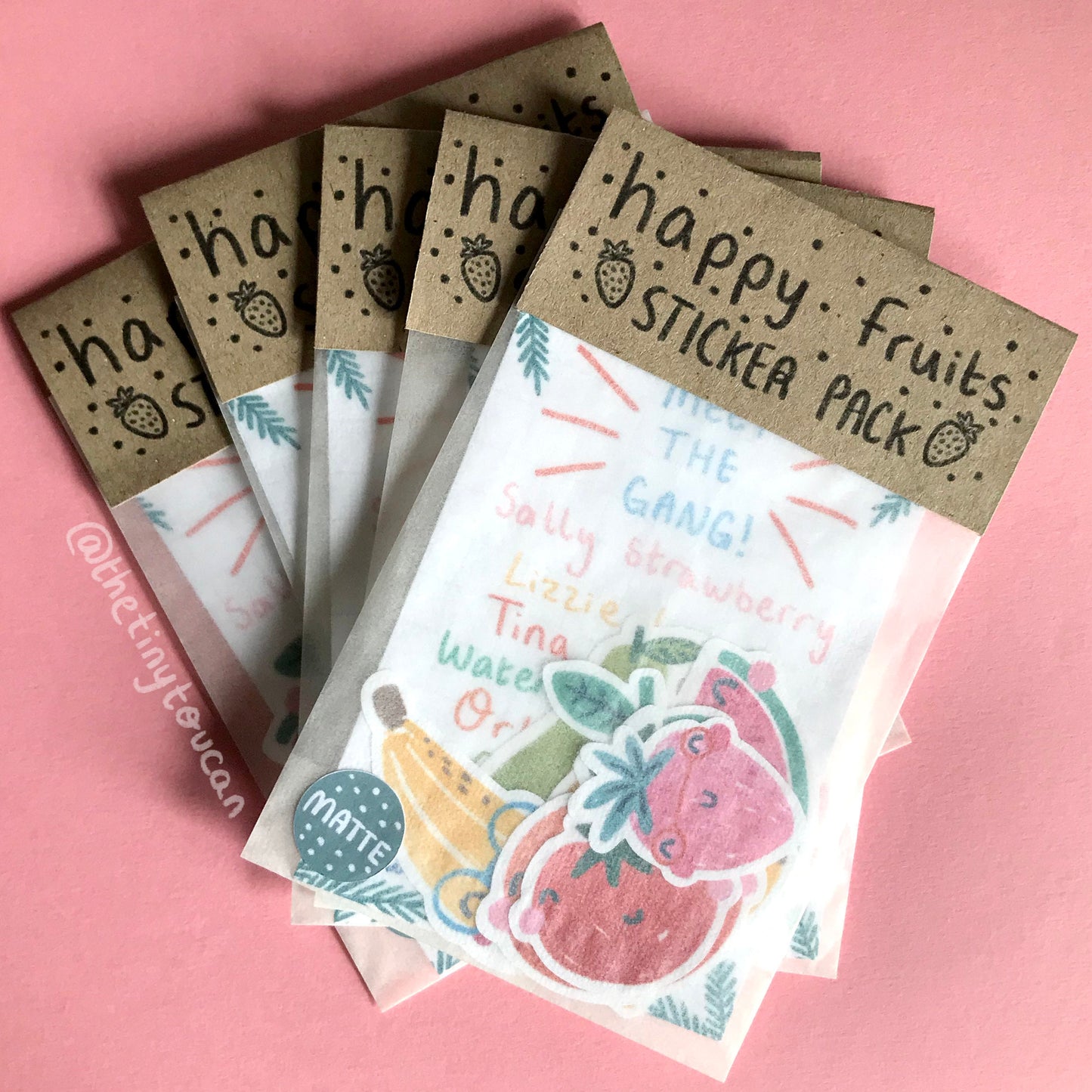 Happy Fruits Sticker Pack! (7 happy fruit stickers, tech stickers, laptop sticker, cute)