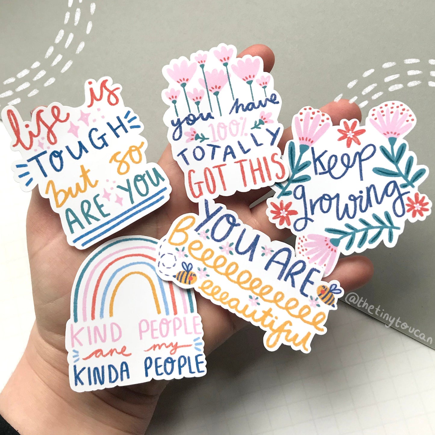 Good Vibes Sticker Pack! (5 positive slogan stickers, tech stickers, laptop sticker, cute) Positive affirmation. Waterproof