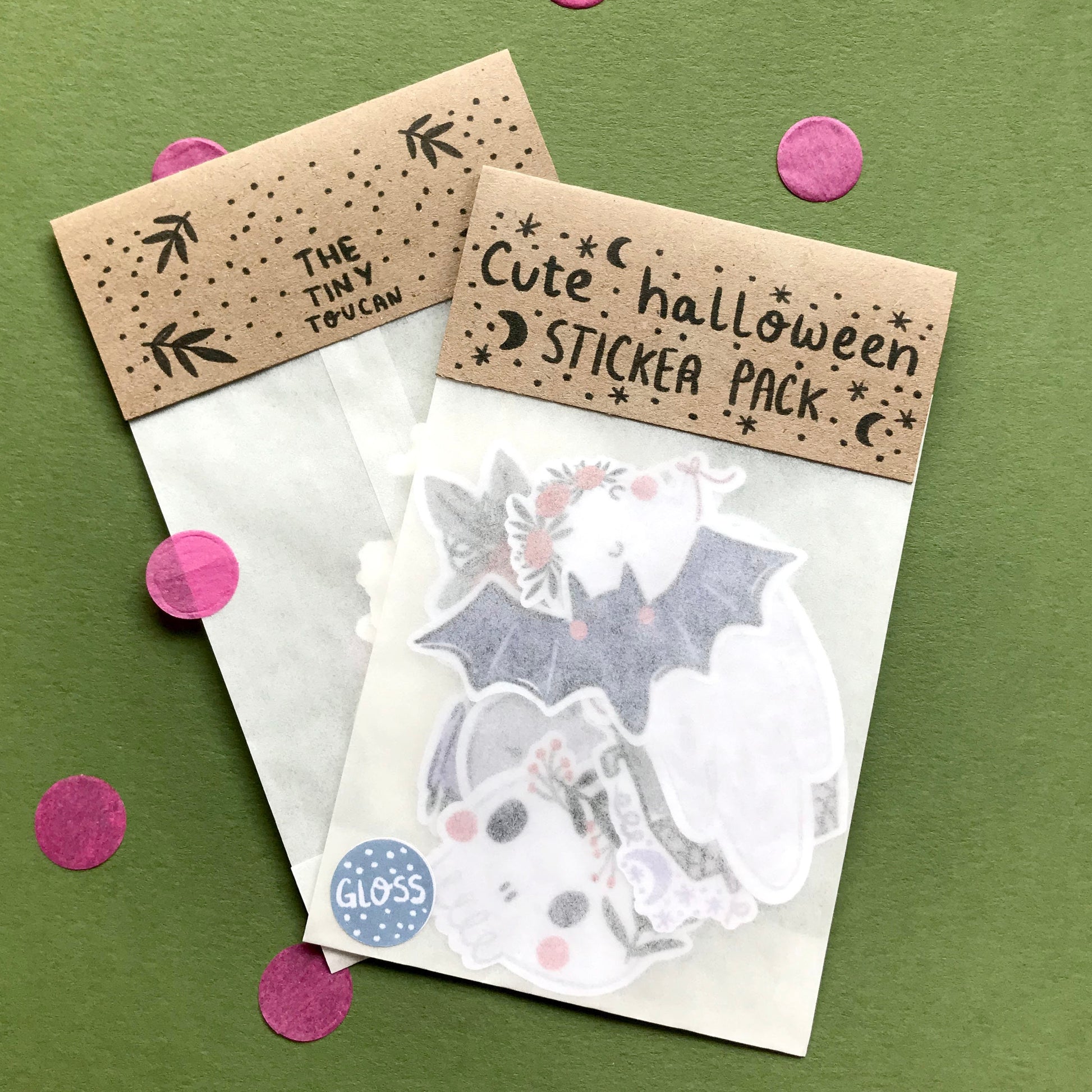 Cute Halloween Sticker Pack! 7 Spooky Stickers- Water Resistant- Pumpkin- Bat- Ghost- Haunted House- Skull- Pretty Kawaii Halloween