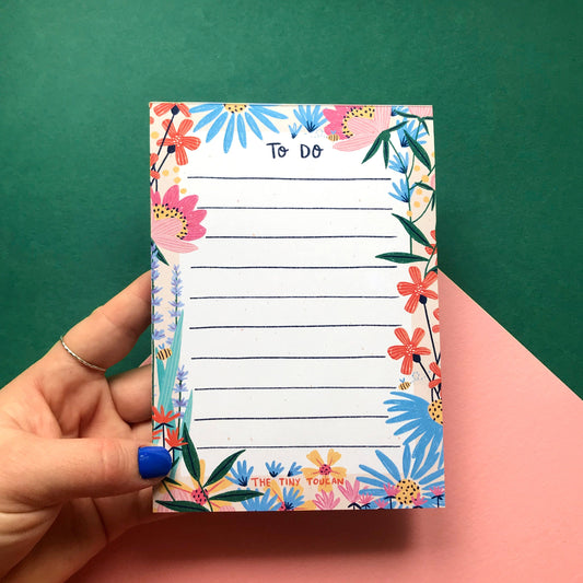 Spring time TO-DO  List. A6. Magnetic Option. Fsc Certified responsible paper. Made in the UK. Memo. Cute Eco Stationery. Sustainable Gift