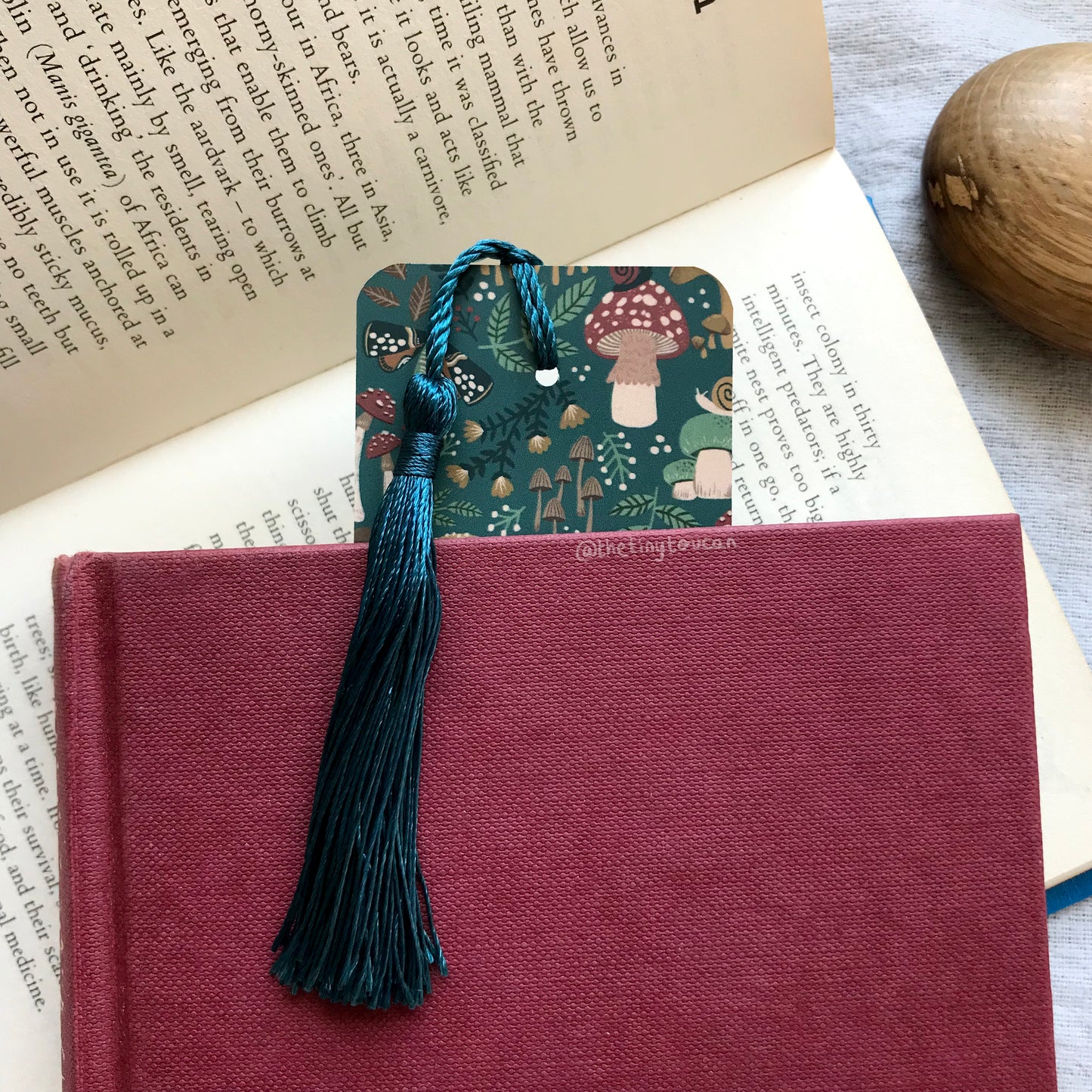 Mushies bookmark. Mushroom illustration- Fungi- With or without tassel- Kawaii bookmark- Book worm gift- Book lover-  Pretty Stationery