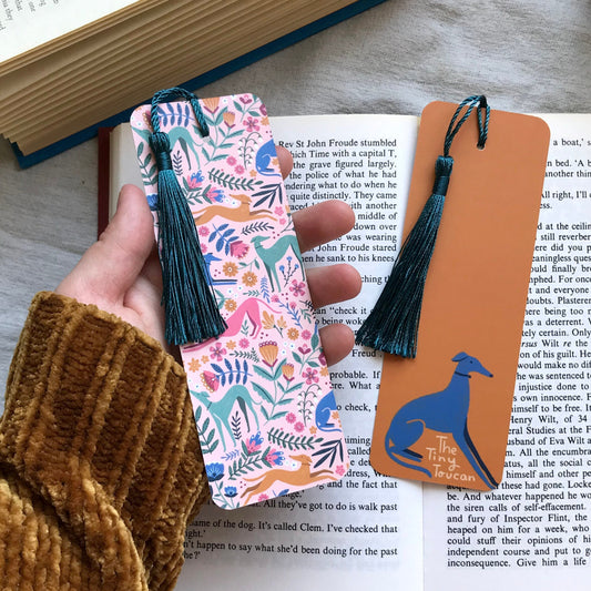 Long dogs bookmark. With or without tassel- Lurcher, Whippet, Greyhound, Saluki, Italian Greyhound- Dog Lover stationery- Book worm gift