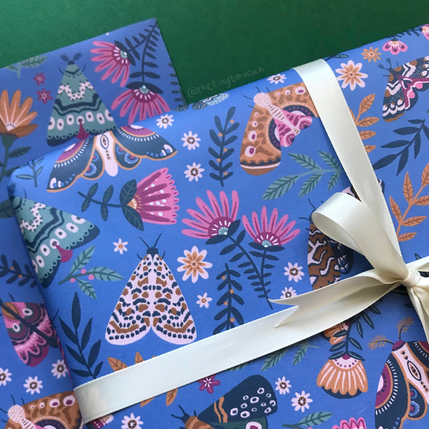 Moth Wrap- (A2+ Folded Sheet) Moth illustrated wrapping paper- Butterfly- Pretty Stationery- Gift Wrap- Moth gift- sustainable stationery