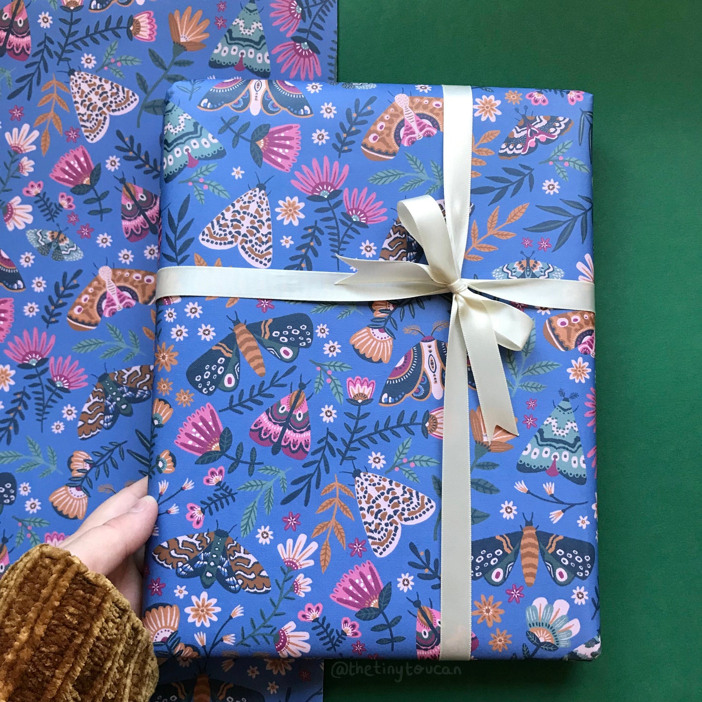 Moth Wrap- (A2+ Folded Sheet) Moth illustrated wrapping paper- Butterfly- Pretty Stationery- Gift Wrap- Moth gift- sustainable stationery
