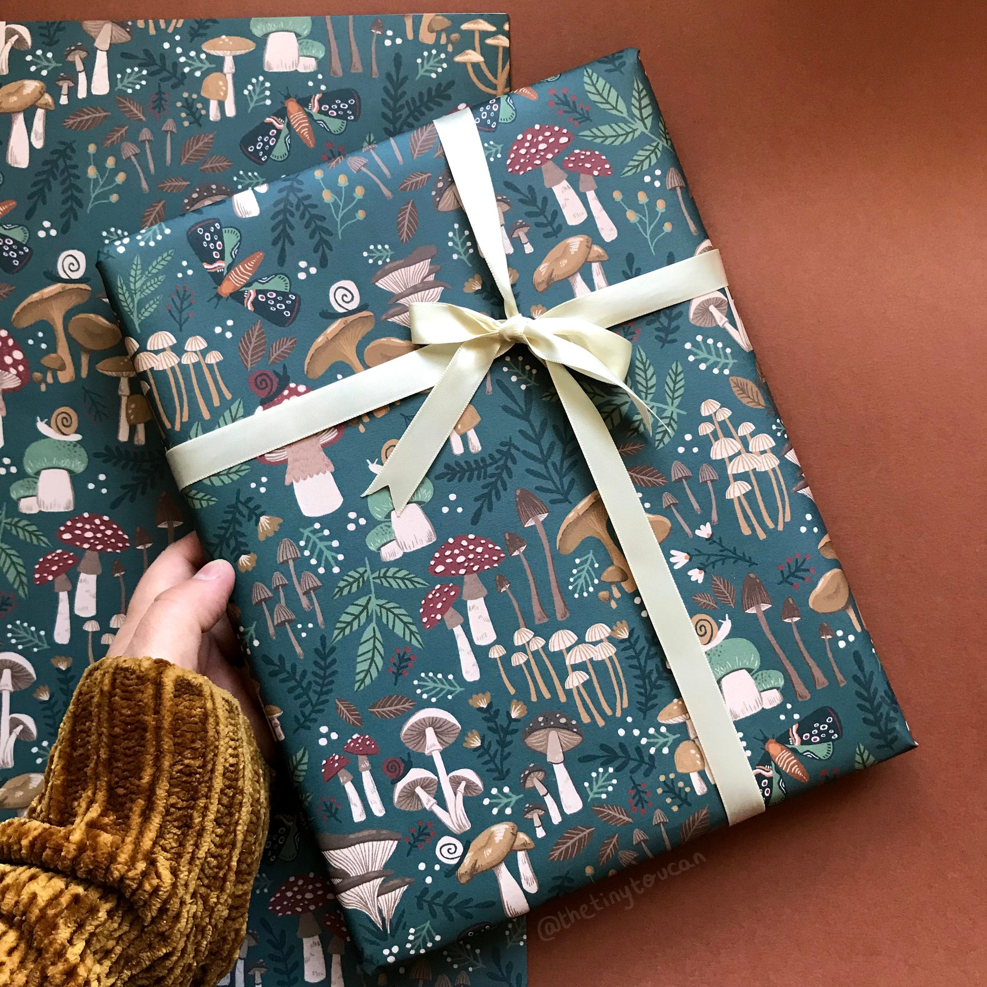 Mushies Wrap- (A2+ Folded Sheet) Mushroom illustrated wrapping paper- Fungi-  Pretty Stationery- Gift Wrap- Mushroom gift- sustainable