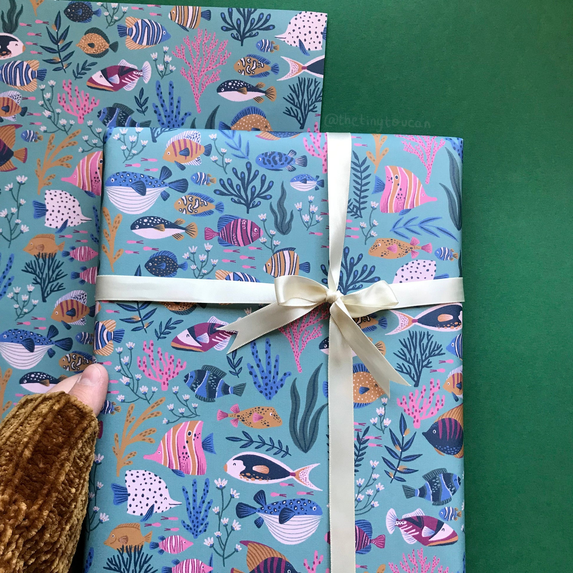 Fishies Wrap- (A2+ Folded Sheet) Tropical Fish illustrated wrapping paper- Pretty Stationery- Gift Wrap- Fish gift- sustainable stationery