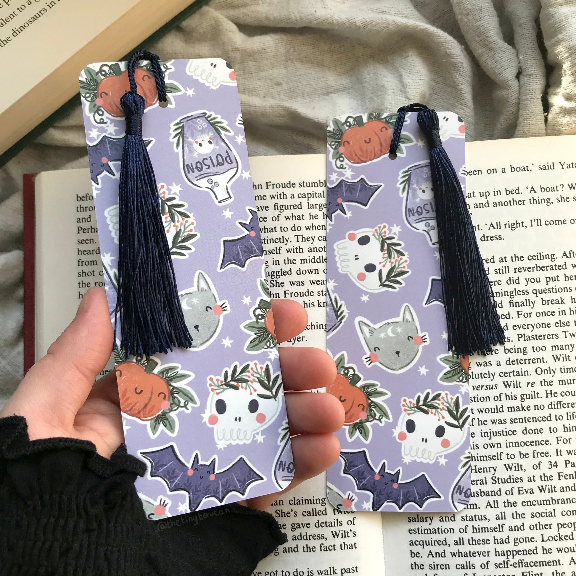 Halloween Cutie Bookmark. Kawaii illustration- Pumpkin- Cat- Bat- Witch- Potion- With or without tassel- Book worm gift- Pretty Stationery