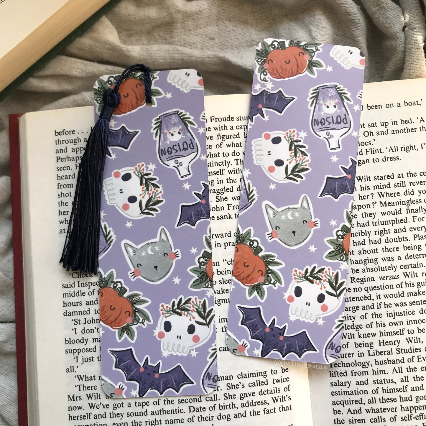 Halloween Cutie Bookmark. Kawaii illustration- Pumpkin- Cat- Bat- Witch- Potion- With or without tassel- Book worm gift- Pretty Stationery